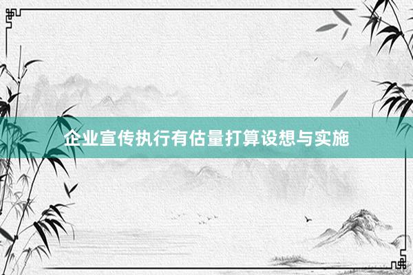 企业宣传执行有估量打算设想与实施